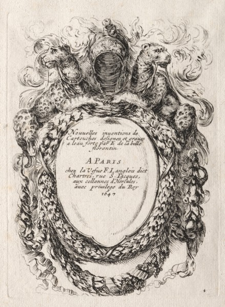 New Model for a Cartouche, 1647. Stefano Della Bella (Italian, 1610-1664). Etching