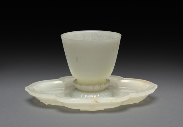 Lotus-shaped Dish and Cup, 1736-1795. China, Qing dynasty (1644-1911), Qianlong reign (1736-1795).
