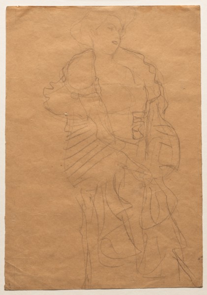 Hermine Gallia, c. 1903. Gustav Klimt (Austrian, 1862-1918). Black chalk; framing lines in graphite