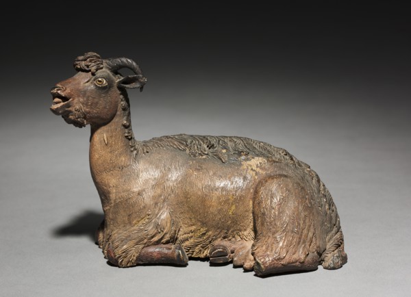 Figure from a Crèche: Sitting Ram, 1780-1830. Italy, Naples, late 18th-early 19th century. Painted