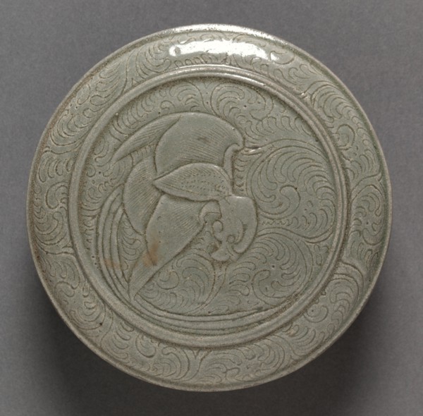 Covered Box: Yue Ware (lid), 907-960. China, Shang-lin-hu kilns, Yu-yao District, Zhejiang