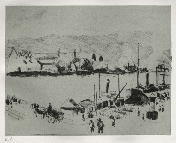 Quai Boieldieu in Rouen, c. 1896. Camille Pissarro (French, 1830-1903). Lithograph