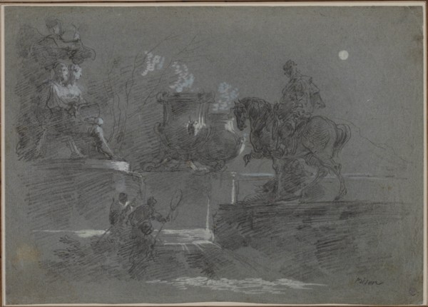 Monumental Sculpture in a Moonlit Park, c. 1842?. Giuseppe Bernardino Bison (Italian, 1762-1844).
