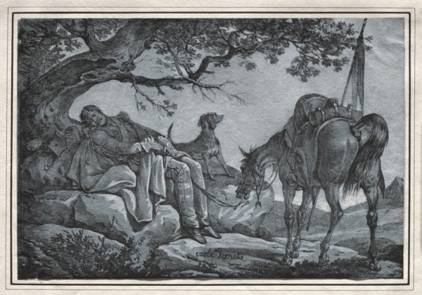 The Sleeping Soldier. Carle Vernet (French, 1758-1836). Lithograph with white gouache added by hand