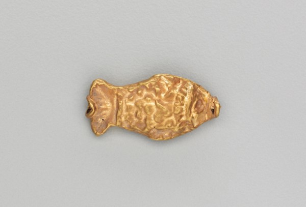 Necklace Bead in the Form of a Fish, 185-72 BC. India, Sunga Period (185-72 BC). Gold repoussé with