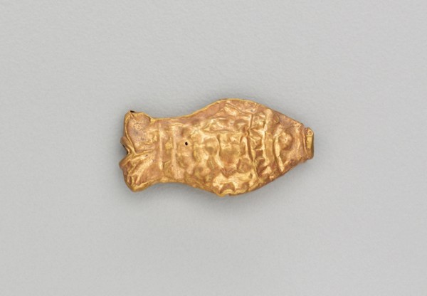 Necklace Bead in the Form of a Fish, 185-72 BC. India, Sunga Period (185-72 BC). Gold repoussé with