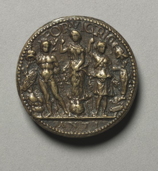 Portrait of Gianfrancesco Gonzaga di Ròdigo, 1443-1496, Lord of Sabbionetta (reverse), 1479. Antico
