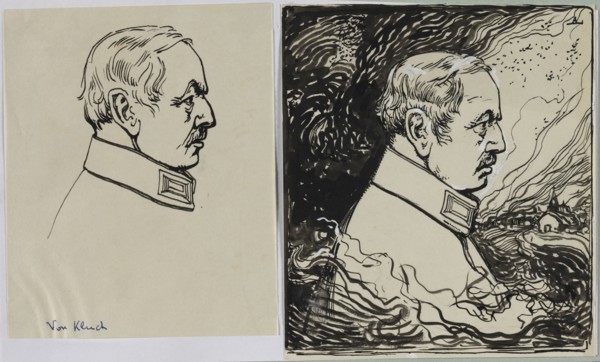 Von Kluck, 1914. Auguste Louis Lepère (French, 1849-1918). Brush and pen and black ink over pencil