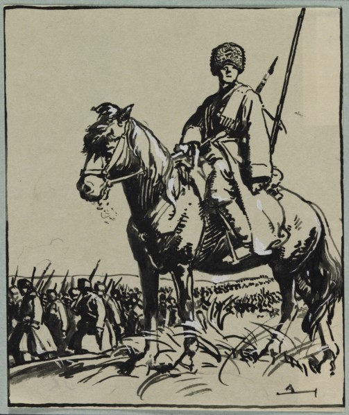 Officier de Cosaques, 1914. Auguste Louis Lepère (French, 1849-1918). Brush and black ink