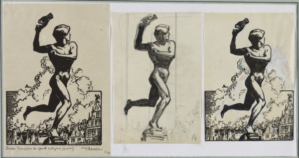 Brado, Vainqueur du géants Antigoras, 1914. Auguste Louis Lepère (French, 1849-1918). Brush and