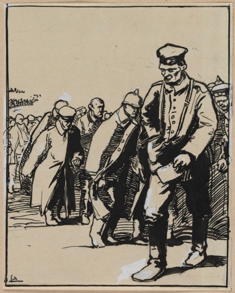 Marche d'un groupe de prisonniers allemands, 1914. Auguste Louis Lepère (French, 1849-1918). Brush