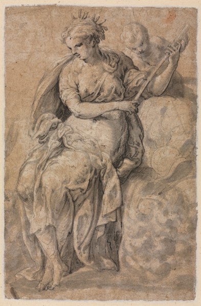 Allegorical Figure, 16th century. Niccolo dell' Abbate (Italian, c. 1512-1571). Pen and black ink