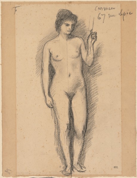 Carmen, last half 1800s. Pierre Puvis de Chavannes (French, 1824-1898). Black crayon; sheet: 31.4 x
