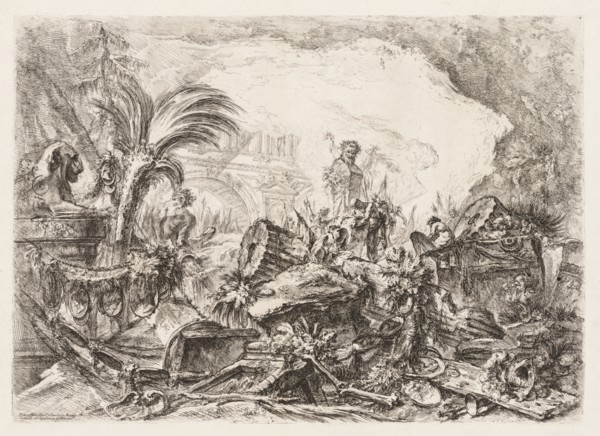 Groteschi:  Ruins with a Statue of a Faun and a Fallen Column, ca. 1745-50. Giovanni Battista