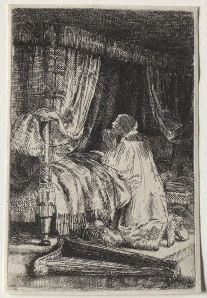 David in Prayer, 1652. Rembrandt van Rijn (Dutch, 1606-1669). Etching with drypoint; sheet: 14.6 x