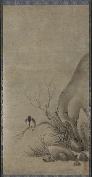 Kingfisher Perched above a Stream, late 1400s. Kenko Shokei (Japanese, active 1478-1506). Hanging