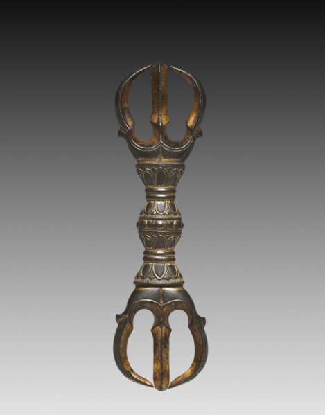 Three-pronged Vajra Pestle (Sankosho), 1300s-1400s. Japan, late Kamakura Period (1185-1333). Gilt