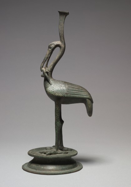 Ibis Eating a Lizard, 1st Century BC to 1st Century AD. Italy, Rome, Roman Empire. Bronze, hollow