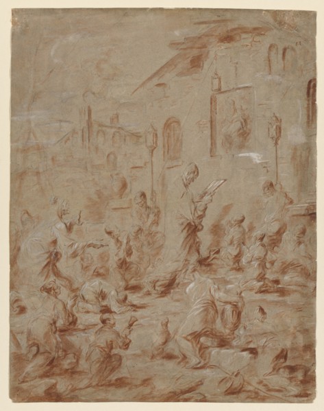 Worshippers at a Street Shrine, 1730/40. Alessandro Magnasco (Italian, 1667-1749). Brush and