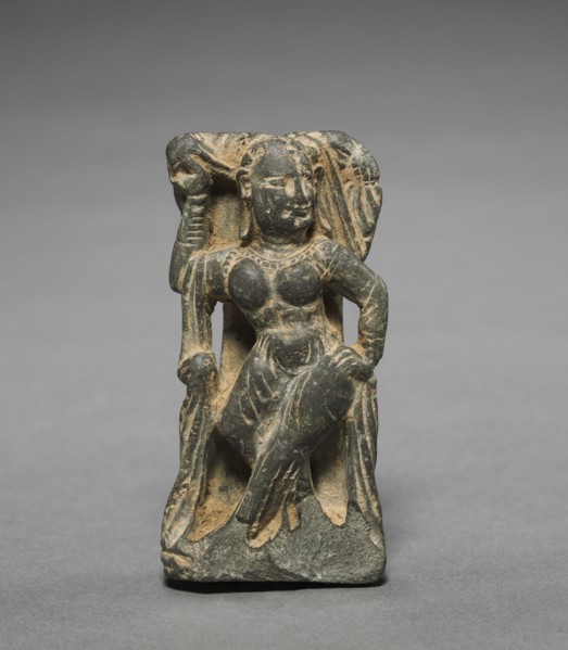 Shalabhanjika (Woman and Tree), 300s-400s. Northern India, Kashmir. Gray steatite; overall: 8 cm (3