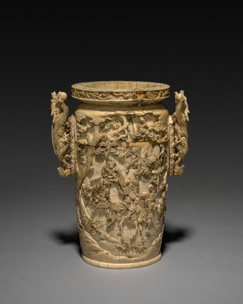 Carved Vase with Liner, 1800s. Japan, 19th century. Ivory; overall: 25.1 cm (9 7/8 in.).