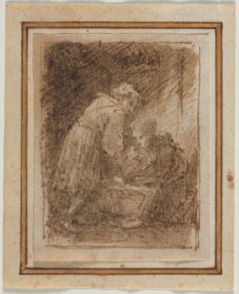 Holy Family, 17th century. Anonymous. Pen and brown ink and brush and brown wash over traces of