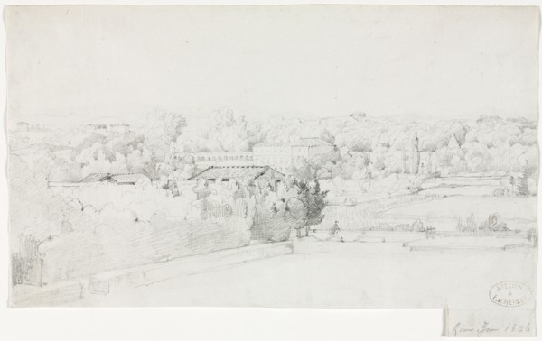 View of the Villa Borghese and its Orangerie from the Villa Medici, 1826. Frederic Bourgeois de