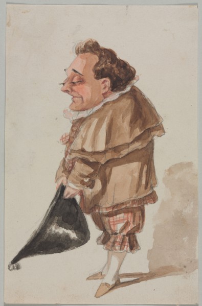 Man with a Large Hat. Paul Gavarni (French, 1804-1866). Pencil with watercolor on paper; image: 17