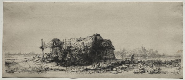 Landscape with a  Cottage and Hay Barn: Oblong, 1641. Rembrandt van Rijn (Dutch, 1606-1669).
