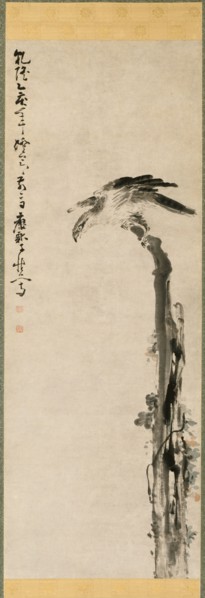 Eagle on a Tree Trunk, 1755. Huang Shen (Chinese, 1687-1772). Hanging scroll, ink and color on