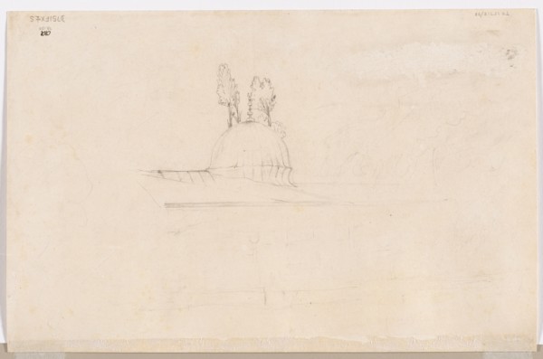 Sketch for Pavilion Near a Mosque, 1800s. Félix Ziem (French, 1821-1911). Graphite; sheet: 26.7 x