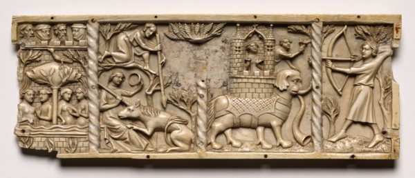Panel from a Casket with Scenes from Courtly Romances, 1330-1350 or later. France, Lorraine?,