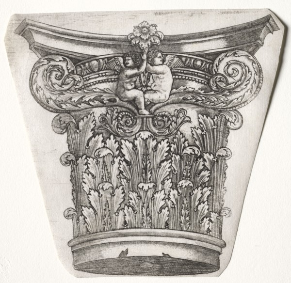 Base and Capital with Putti (capital), c.1525-1550. Master G. A. with the man-trap (Italian, active