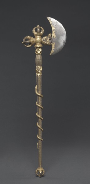 Ritual Axe, c. 1407-1410. Sino-Tibetan, Derge School, Yongle period (1403-1427). Iron alloy with