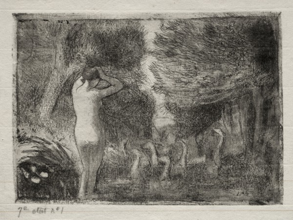 Bather and Geese, 1895. Camille Pissarro (French, 1830-1903). Etching and aquatint