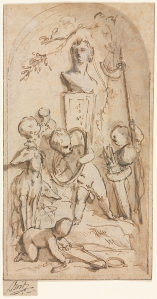 Bust of Diana with Putti and Hunting Attributes, first half 18th century. Jacob de Wit (Dutch,