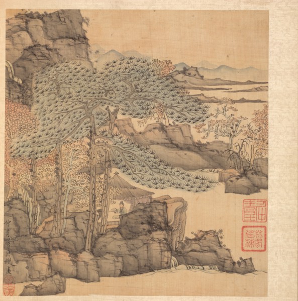 Paintings after Ancient Masters: Scholar Reading in a Thatched Hut by a Waterfall, 1598-1652. Chen