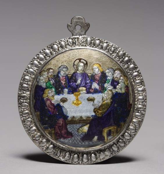 Medallion: The Last Supper, late 1400s. France, 15th century. Basse-taille enamel on silver;