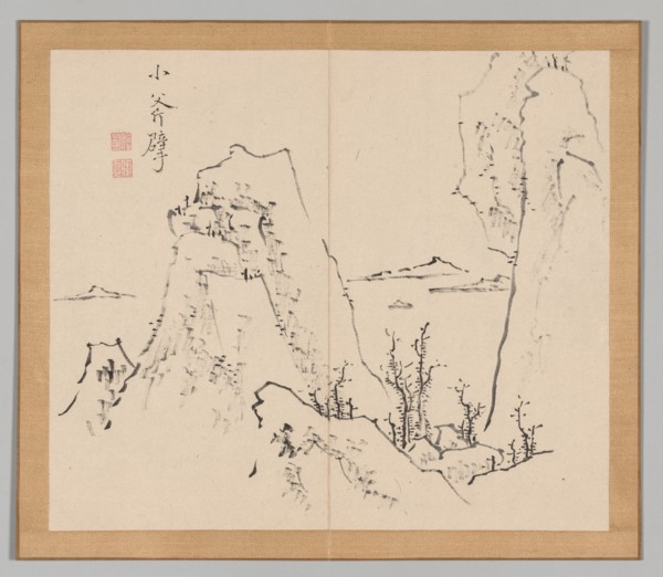 Double Album of Landscape Studies after Ikeno Taiga, Volume 1 (leaf 8), 18th century. Aoki Shukuya