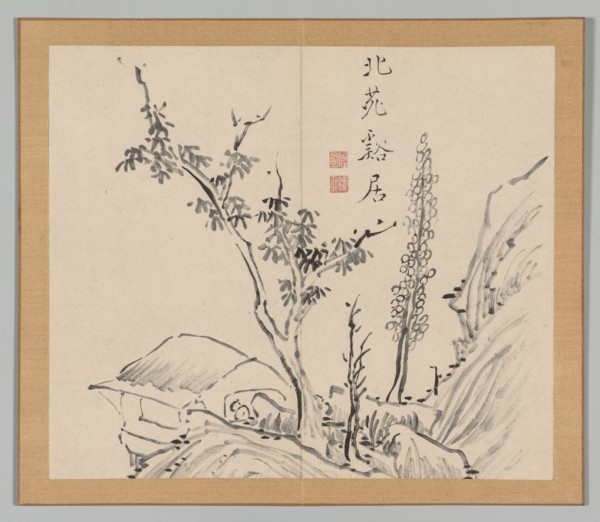 Double Album of Landscape Studies after Ikeno Taiga, Volume 2 (leaf 13), 18th century. Aoki Shukuya