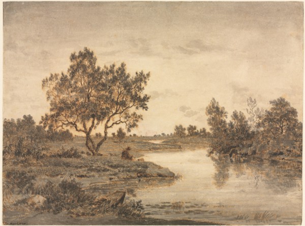 The Fisherman (Le Pêcheur), c. 1840-45. Théodore Rousseau (French, 1812-1867). Pen and brown ink