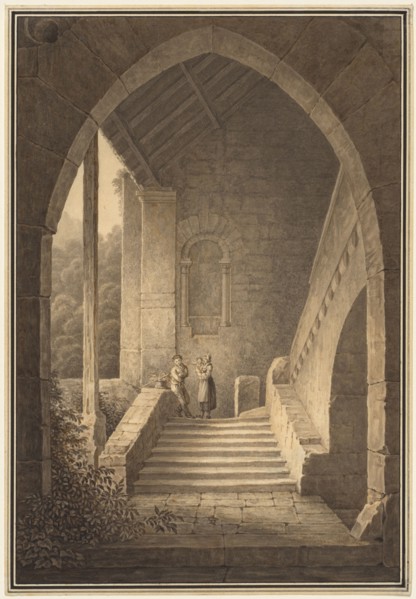 Outer Staircase of a Gothic Ruin (Treppenaufgang einer gotischen Ruine), 1830. Domenico Quaglio