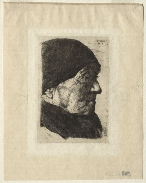 Head of a Peasant, 1874. Wilhelm Maria Hubertus Leibl (German, 1844-1900). Etching