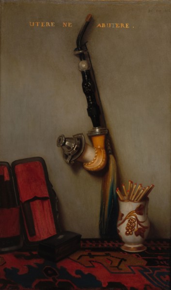 Still Life with Pipe and Matches and Still Life with Herring, Bread, and Cheese (pair), 1858.
