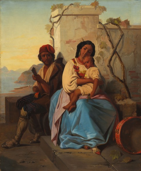 Italian Scene, not dated. Imitator of Léopold Robert (Swiss, 1794-1835). Oil on fabric; unframed: