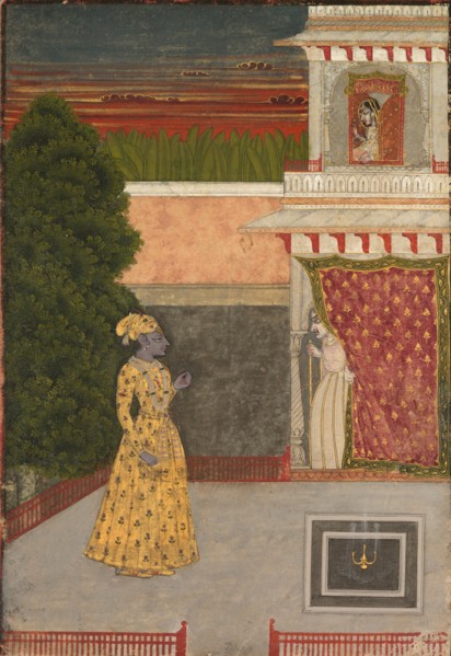 Lovers and an Old Crone, c. 1780 - 1790. India, Rajasthan, Kishangarh, 18th century. Color on