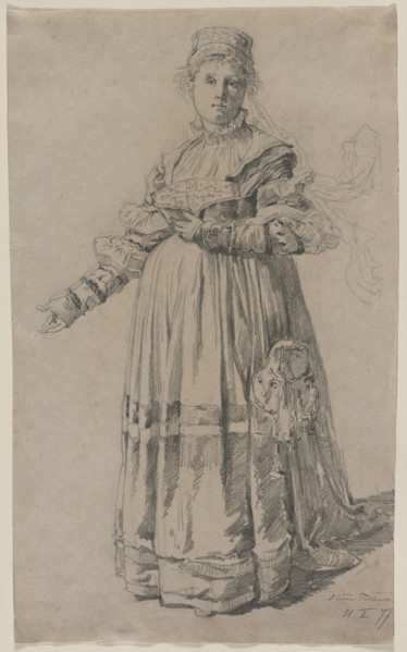 Standing Woman, 1877. Victor Tobler (Swiss, 1846-1915). Graphite; sheet: 43.8 x 26.9 cm (17 1/4 x