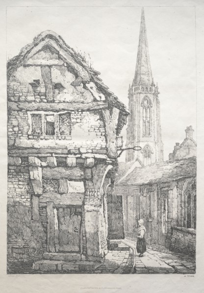 A Series of Ancient Buildings and Rural Cottages in the North of England:  At York, Street beside