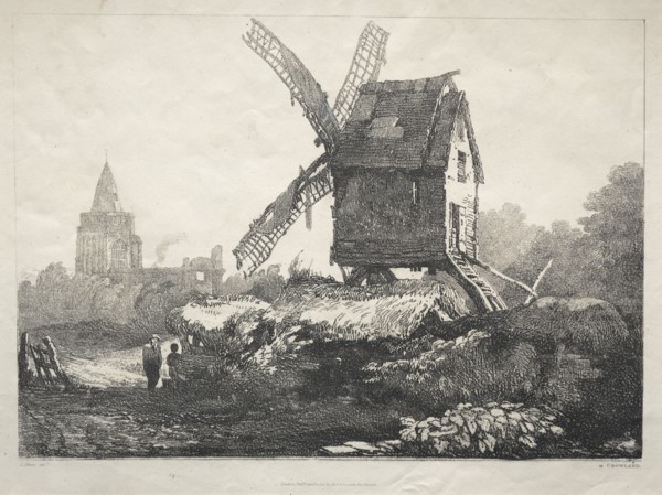A Series of Ancient Buildings and Rural Cottages in the North of England:  At Crowland, Windmill,