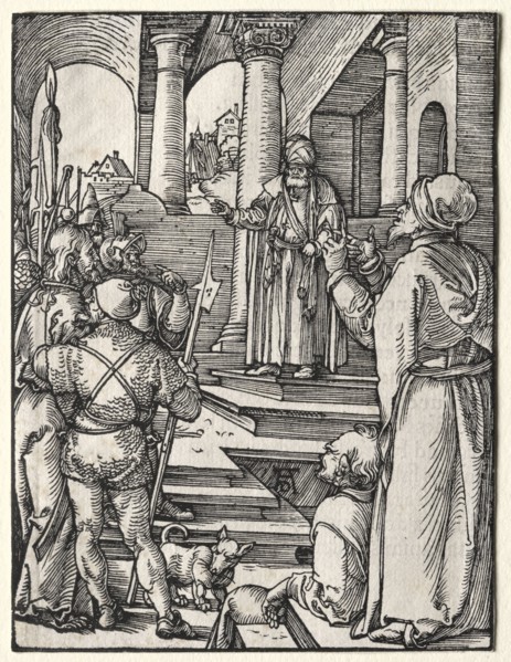 The Small Passion:  Christ Before Pilate, c. 1509-1511. Albrecht Dürer (German, 1471-1528). Woodcut